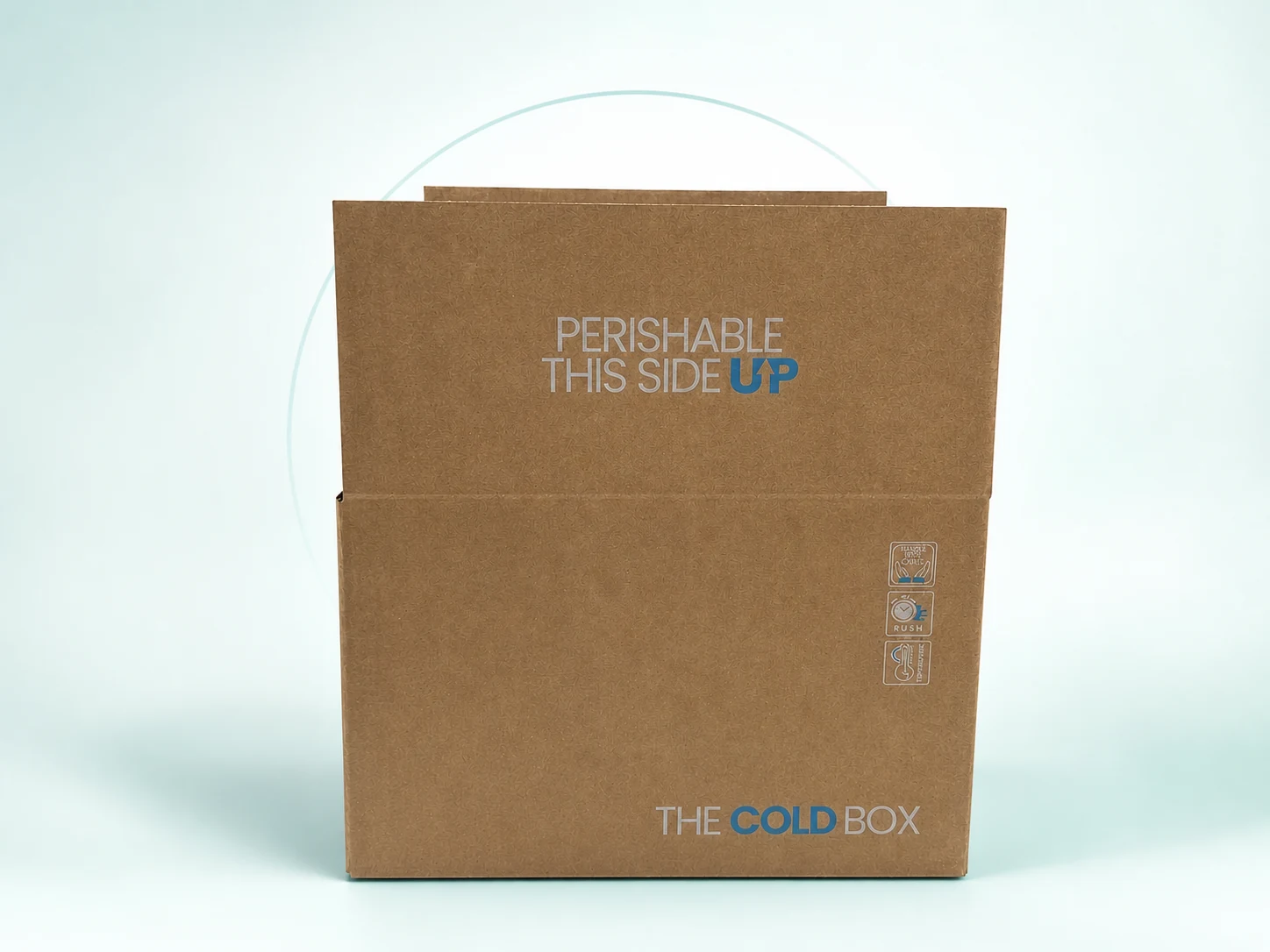 Front view of an insulated SB EX cold box for temperature-sensitive pharmacy deliveries